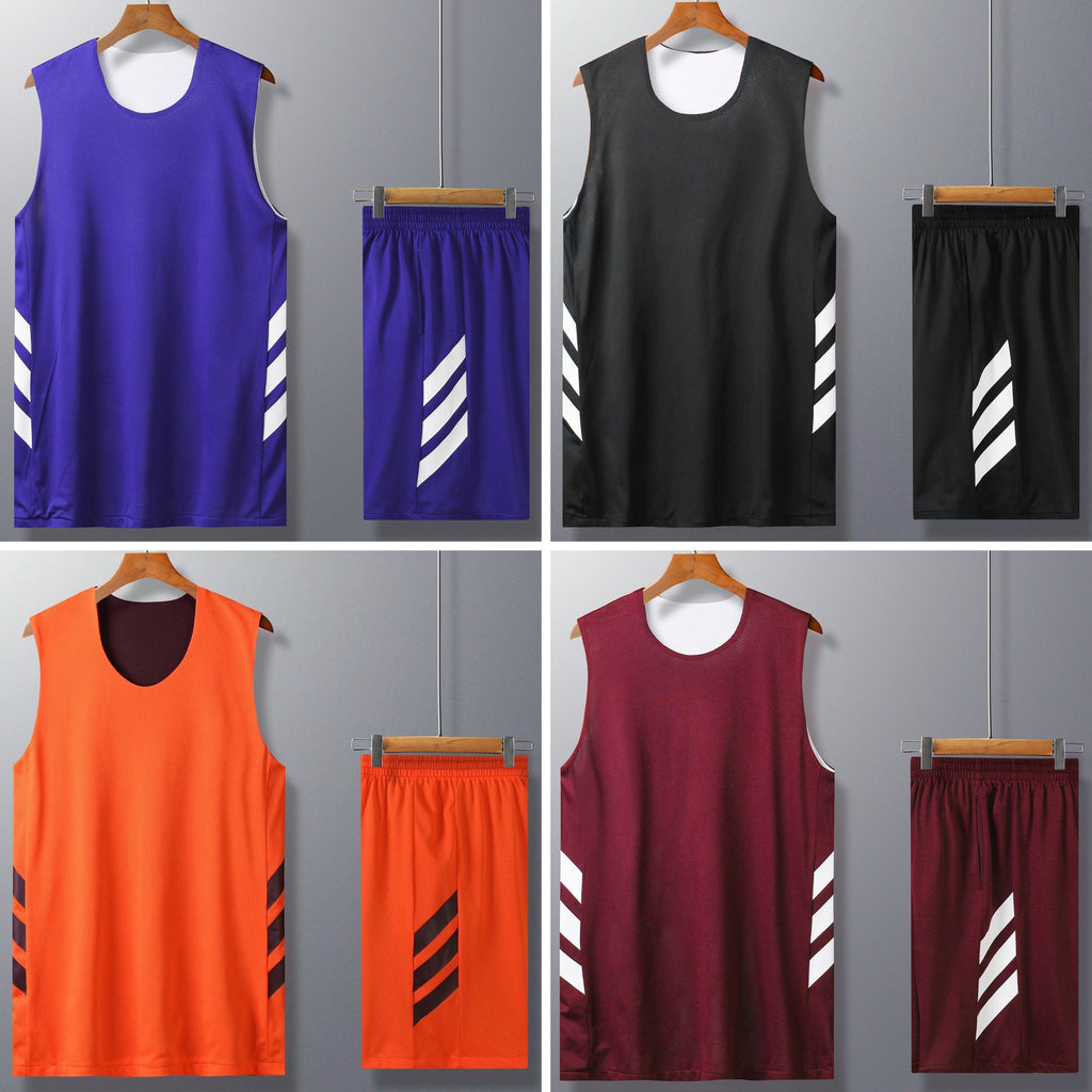 Men's Reversible Basketball Jersey Set Women's Reversible College Basketball Uniform Pocket Basketball Jersey and Pants Set