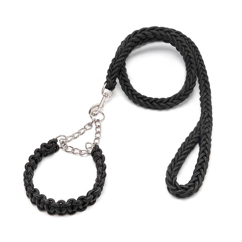 Cross-border Wholesale Woven Dog Collar Dog Chain Anti-impact Explosion P Chain Pet Traction Belt Eight Strand Nylon Traction Rope Dog Rope