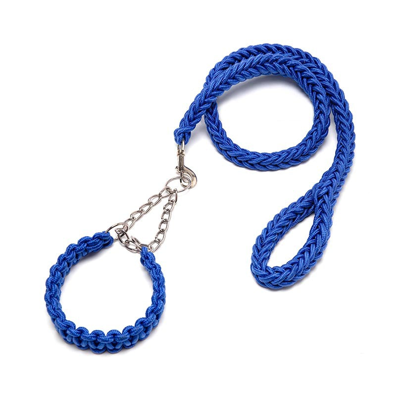 Cross-border Wholesale Woven Dog Collar Dog Chain Anti-impact Explosion P Chain Pet Traction Belt Eight Strand Nylon Traction Rope Dog Rope