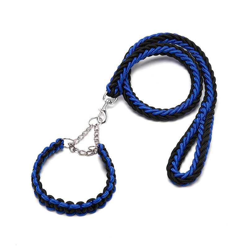 Cross-border Wholesale Woven Dog Collar Dog Chain Anti-impact Explosion P Chain Pet Traction Belt Eight Strand Nylon Traction Rope Dog Rope